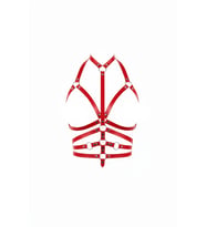 Mulvxbrf Brf02 Kırmızı Göğüs Harness Deri Halka Detaylı Vücut Aksesuarı - Brf24 (Mulvix)