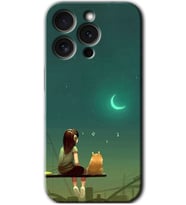 İphone 15 Pro Max Kılıf HD Desen Baskılı Kılıf - Kedili Kız