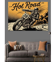 "Hot Rod" Motosiklet Yarış Dekoratif Kanvas - Mdf Ahşap Tablo