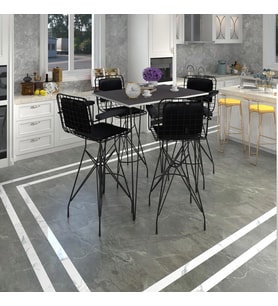 Knsz masa sandalye takımı hem105zengin grisyh 130*070 4 sandalye syhsyh kolçaklı sırt minderli