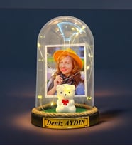 Kişiye Özel Led Lambalı Fanus ve Senin İçin Hediye Kartı - Kişiye Özel Hediye (Model 6)