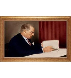EV İŞYERİ OFİS İÇİN ALTIN ÇERÇEVELİ PASPARTULU TABLO S635