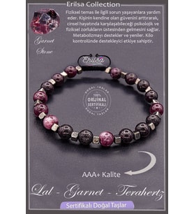 Sertifikalı AAA+ Kalite Gerçek Terahertz - Lal Garnet Granat Taşı Bileklik