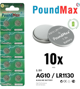 10 X PoundMax AG10, LR54,1,5V Alkalin Düğme Pil