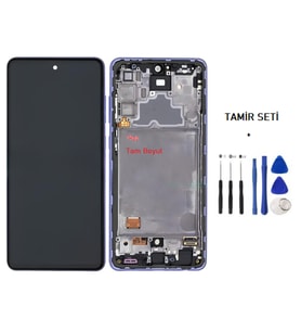 Tkgz - Samsung Galaxy A72 - SM-A725 Uyumlu Lcd Ekran Dokunmatik - A - Kalite ÇITALI MOR + TAMİR SETİ