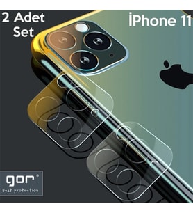 GOR İPhone 11 6.1 inch (2019) Tempered Kamera Koruma Cam 2adet Set-(5775) - SSSSSS7823-8809