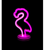 Neon Işıklı Flamingo Yazılı Masa Gece Lambası PİL+USB