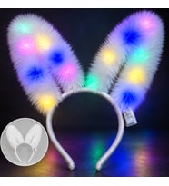 3 Modlu LED Işıklı Peluş Tavşan Kulağı Beyaz Renk (5680)