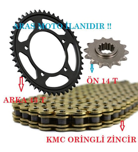 YAMAHA YZF R25 - MT25 ZİNCİR DİŞLİ SETİ ORİNGLİ ZİNCİR (43T-14T)-ARASMOTO (Siyah)
