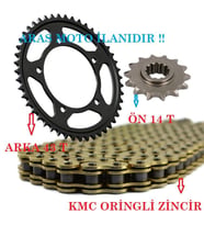 YAMAHA YZF R25 - MT25 ZİNCİR DİŞLİ SETİ ORİNGLİ ZİNCİR (43T-14T)-ARASMOTO (Siyah)