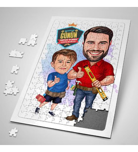 Mimar Baba ve Oğlu Karikatürlü Puzzle