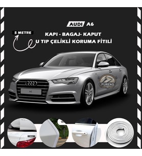 Audi A6  Oto Araç Kapı Koruma Fitili 5metre Parlak Beyaz Renk