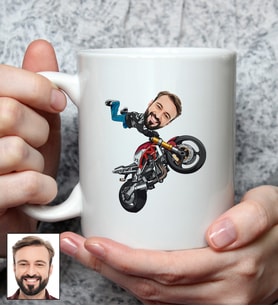 Kişiye Özel Motorcu Tasarımlı Karikatürlü Kupa Bardak 114