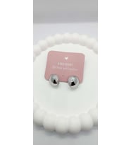 Silver Renk Taş Detaylı Yuvarlak Mini Küpe