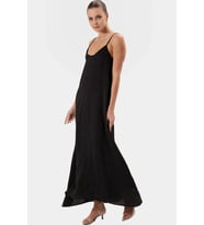 Şık V Yaka Kolsuz Maxi Elbise 130cm Boy Polyester Dokuma Rahat Seçkin Malzeme