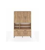 Arges Gardrop 8 Raflı 2 Çekmeceli 6 Kapaklı 132x30x195 Çam-Çam