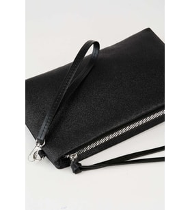 Kadın Bellis Simli Siyah Astarlı Suni Deri Bilek Askılı Portföy El Ve Clutch Çanta