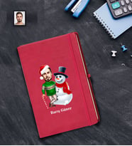 Kişiye Özel Yılbaşı Erkek Karikatürlü Kırmızı Defter Model-13