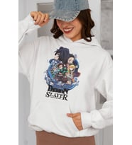 Demon Slayer Kimetsu No Yaiba Baskılı Unisex Oversize Anime Hoodie
