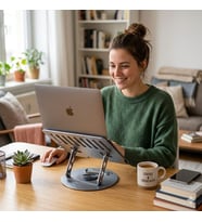 360 DERECE SONSUZ POZİSYONDA DÖNEBİLEN KATLANABİLİR METAL ALAŞIMLI YÜKSEKLİK VE AÇI AYARLI KAYDIRMAZ TABLET NOTEBOOK VE LAPTOP STANDI (LAPTOP NOTEBOOK VE TABLET STANDI N4)