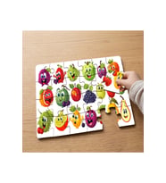 Gülen Mutlu Meyveler Tasarımlı 24 Parça Ahşap Çocuk Puzzle MPK0584