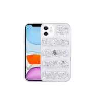 Apple iPhone 12 Uyumlu Kılıf Kamera Korumalı Simli Airbag'li Zore Dalga Kapak (Gümüş)