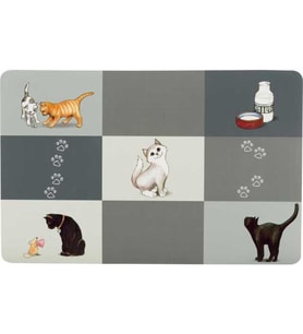 Trixie Kedi Figürlü Mama ve Su Kabı Servis Altlığı 44x28cm Gri