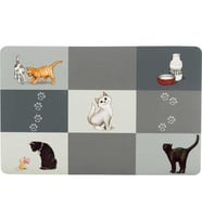 Trixie Kedi Figürlü Mama ve Su Kabı Servis Altlığı 44x28cm Gri