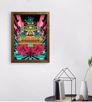 BK Gift Modern Soyut Tasarımlı Doğal Masif Ahşap Çerçeveli Tablo 45x65cm-2