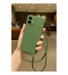 Coverzone Apple iPhone 16 ile Uyumlu ?pli Boyun Ask?l? Silikon K?l?f Kadife ?� Yap?l? Dulcet Epiphany boyun �apraz as?labilen ?pli K?l?f Ye?il