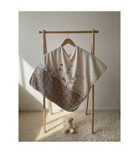 Leopard Pattern Krem 85x90 Çift Kat Bebek Battaniye %100 Pamuk İnterlok Ört