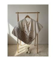 Leopard Pattern Krem 85x90 Çift Kat Bebek Battaniye %100 Pamuk İnterlok Ört