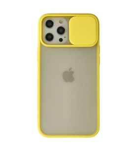 Apple İphone 12 Pro Max Kılıf Palm Buzlu Kamera Sürgülü Silikon - Sarı