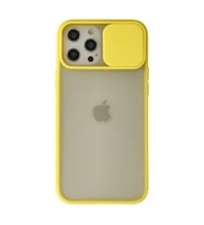 Apple İphone 12 Pro Max Kılıf Palm Buzlu Kamera Sürgülü Silikon - Sarı