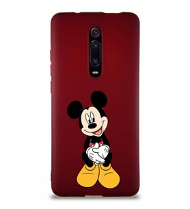 Xiaomi Redmi K20 Pro Soft Premier Kapak Mickey Mouse-A Tasarımlı Silikon Kılıf - Mürdüm (Şeffaf)