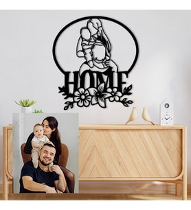 Kişiye Özel Fotoğraf Ciziminden Home Temalı Dekoratif Tablo (1,2 veya 3 Kişilik Fotoğraf)