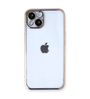 Iphone 14 Kılıf Lensli Silikon - Gold