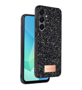 Coverzone Samsung Galaxy A16 5G ile Uyumlu Parlak Simli Telefon Bright K?l?f? Boncuk ??lemeli ??k Tasar?m Darbe Emici Kenarlar Tam Koruma Sa?layan Kaymaz Kapak Galaxy A16 5G i�in K?l?f Siyah