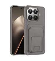 Xiaomi 15T Pro Kılıf Kartlıklı Manyetik Standlı PU Deri Görünümlü Lüx Kapak (Gri)