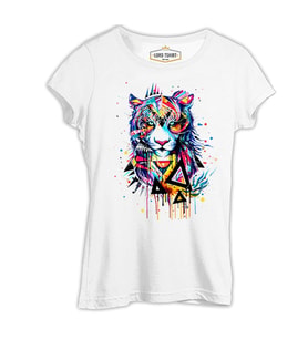 Three Tigers Three Angels - Kaplan Beyaz Kadın Tshirt