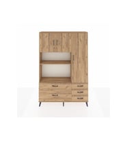 Arges Gardrop 7 Raflı 5 Çekmeceli 3 Kapaklı 132x30x195 Çam-Çam
