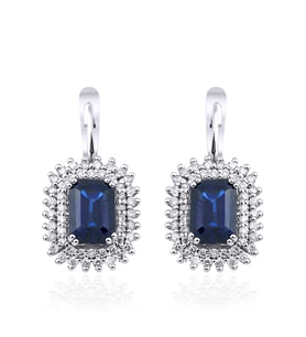 2.95 Karat Safir Pırlanta Küpe