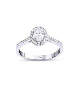 0.65 Karat Laboratuvar Pırlanta Oval Yüzük - HRD Sertifikalı