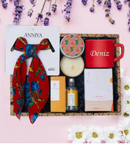 İsme Özel Fincan,Fular, Mum, 50ML Kolanya, Bitki Çayı