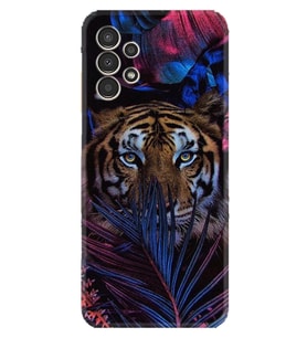 Samsung Galaxy M14 Uyumlu Kılıf Resimli Desenli Baskılı Silikon Flowers Tiger 1319