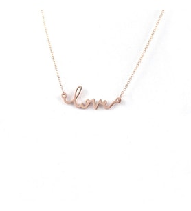 Kişiye Özel 925 Ayar Gümüş Minimal Love Yazılı Kolye (Rose)
