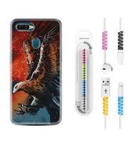 Oppo A5S A15 A16 A54 A55 A73 A74 Kılıf Kablo Koruma Spiral Silikon Kartal Uçarken 1718