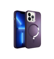 Apple iPhone 12 Pro Max Uyumlu Kılıf M-safe Wireless Şarj Özellikli Zore Stil Kapak (Koyu Mor)