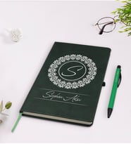 BK Gift Kişiye Özel İsimli Yeşil Termo Deri Defter Kalem Seti Model 2