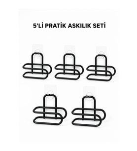 Siyah Metal WC Kağıtlık Yapışkanlı Tuvalet Kağıdı Rulo Tutucu 5 Adet